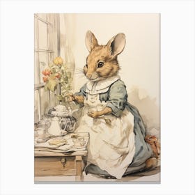 Storybook Animal Watercolour Mouse Canvas Print
