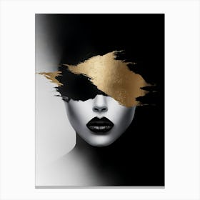 Black And Gold Portrait Of A Woman Canvas Print