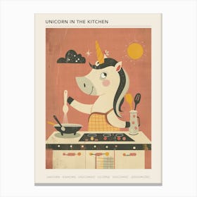Unicorn In The Kitchen Muted Pastel Poster Canvas Print