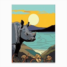 Simple Line Rhino Illustration 1 Canvas Print