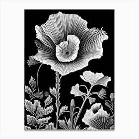 Purple Poppy Mallow Wildflower Linocut 2 Canvas Print