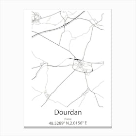 Dourdan,France Minimalist Map Canvas Print