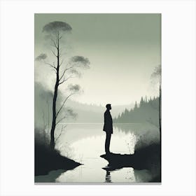 Man Standing By The Water Canvas Print