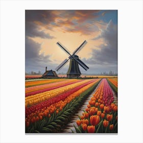 Tulip Field Netherland Landscape Canvas Print