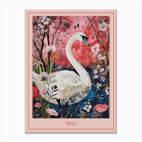 Floral Animal Painting Swan 2 Poster Canvas Print