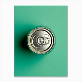 Can Of Soda On Green Background Canvas Print