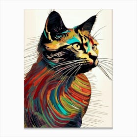 Colorful Cat, Minimilist Canvas Print