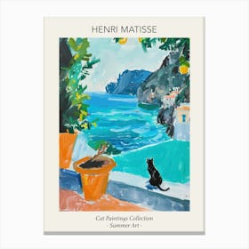Henri Matisse Cat In Positano Pool Summer Painting Canvas Print