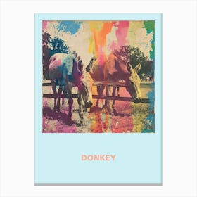 Donkey Rainbow Retro Poster 1 Canvas Print