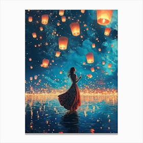 Lanterns In The Sky Canvas Print