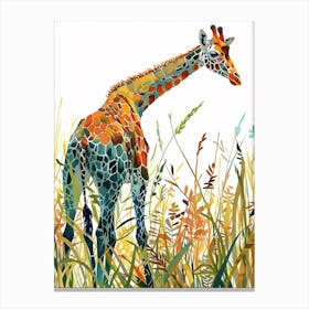 Giraffe In The Wild Leaf Pattern 2 Canvas Print