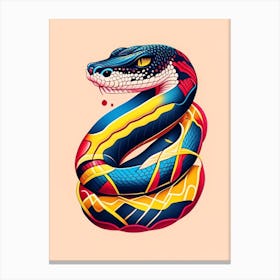 Bull Snake Tattoo Style Canvas Print
