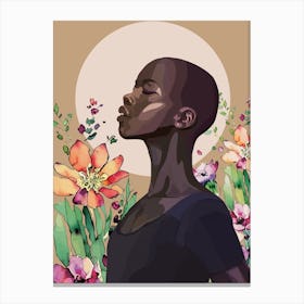Woman In A Flower Garden 2 Canvas Print
