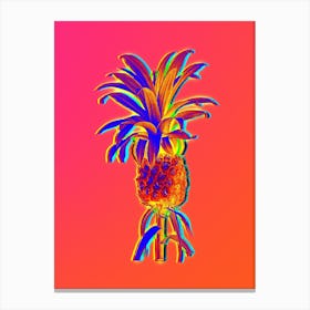 Neon Pineapple Botanical in Hot Pink and Electric Blue n.0464 Canvas Print