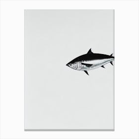 Atlantic Bluefin Tuna Black & White Drawing Canvas Print