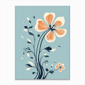 Flowers On A Blue Background 1 Canvas Print