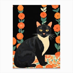 Cat With Flowers 6 Canvas Print