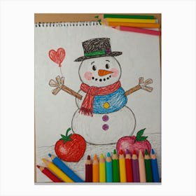 Snowman Drawing 4 Canvas Print