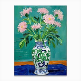 Flowers In A Vase Still Life Painting Asters 5 Canvas Print