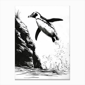 Emperor Penguin Diving Into The Water 2 Canvas Print