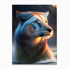 Lion face Digital Art Canvas Print