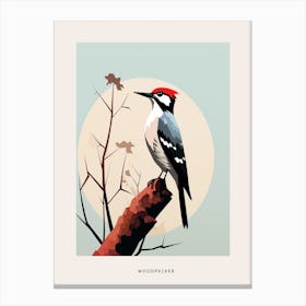 Minimalist Woodpecker 1 Bird Poster Canvas Print