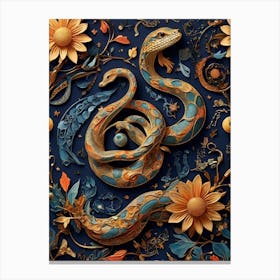 Snakes And Flowers Canvas Print