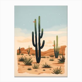 Desert Cactus Landscape Illustration 7 Canvas Print
