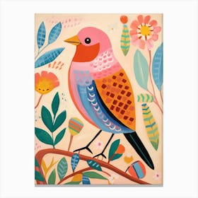 Pink Scandi Finch 1 Canvas Print