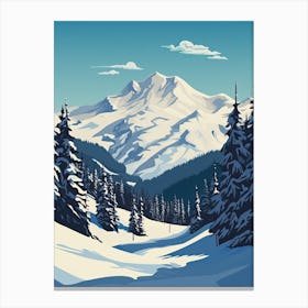 Whistler Blackcomb   British Columbia, Canada, Ski Resort Illustration 2 Simple Style Canvas Print