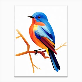 Colourful Geometric Bird Bluebird 2 Canvas Print