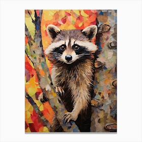 A Tree Hanging Raccoon In The Style Of Jasper Johns 3 Canvas Print