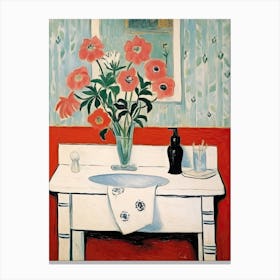 Bathroom Vanity Painting With A Poppy Bouquet 3 Canvas Print