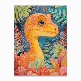 Rainbow Watercolour Dryosaurus Dinosaur 1 Canvas Print