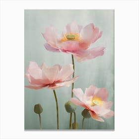 Lotus Flowers Acrylic Painting In Pastel Colours 4 Canvas Print