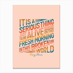 Mary Oliver Serious Canvas Print