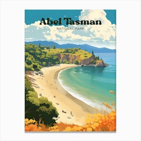 Abel Tasman National Park Beach Poster New Zealand Travel Illustration Canvas Print