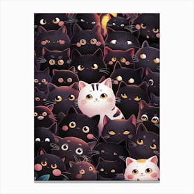 Black Cats In A Crowd Canvas Print