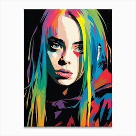 Billie Eilish Colour Pop Art Portrait 3 Canvas Print