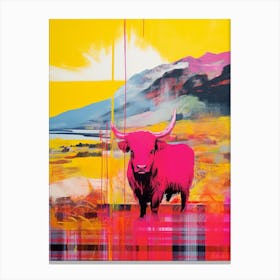Highland Cow In The Glen Screen Print Inspired 1 Canvas Print