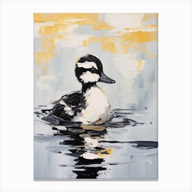Black & White Duckling Reflection Canvas Print