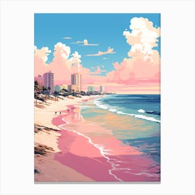 An Illustration In Pink Tones Of  Gulf Shores Beach Alabama 3 Canvas Print