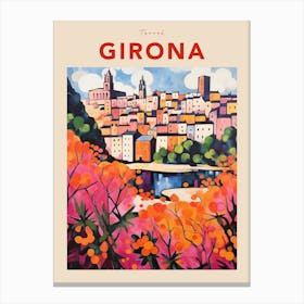 Girona Spain 4 Fauvist Travel Poster Canvas Print