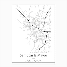 Sanlucar La Mayor,Spain Minimalist Map Canvas Print