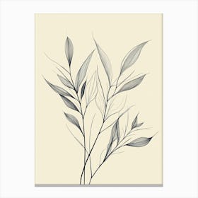 Black And White Drawing Of Leaves Canvas Print