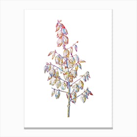 Stained Glass Adam's Needle Mosaic Botanical Illustration on White n.0081 Canvas Print