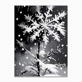 Nature, Snowflakes, Black & White 2 Canvas Print