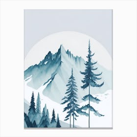 Mountain And Forest In Minimalist Watercolor Vertical Composition 111 Canvas Print