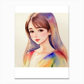 Asian Girl Watercolor Painting 1 Canvas Print