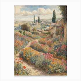 Default Flower Beds At Vetheuil Claude Monet Art Print 0 Canvas Print
